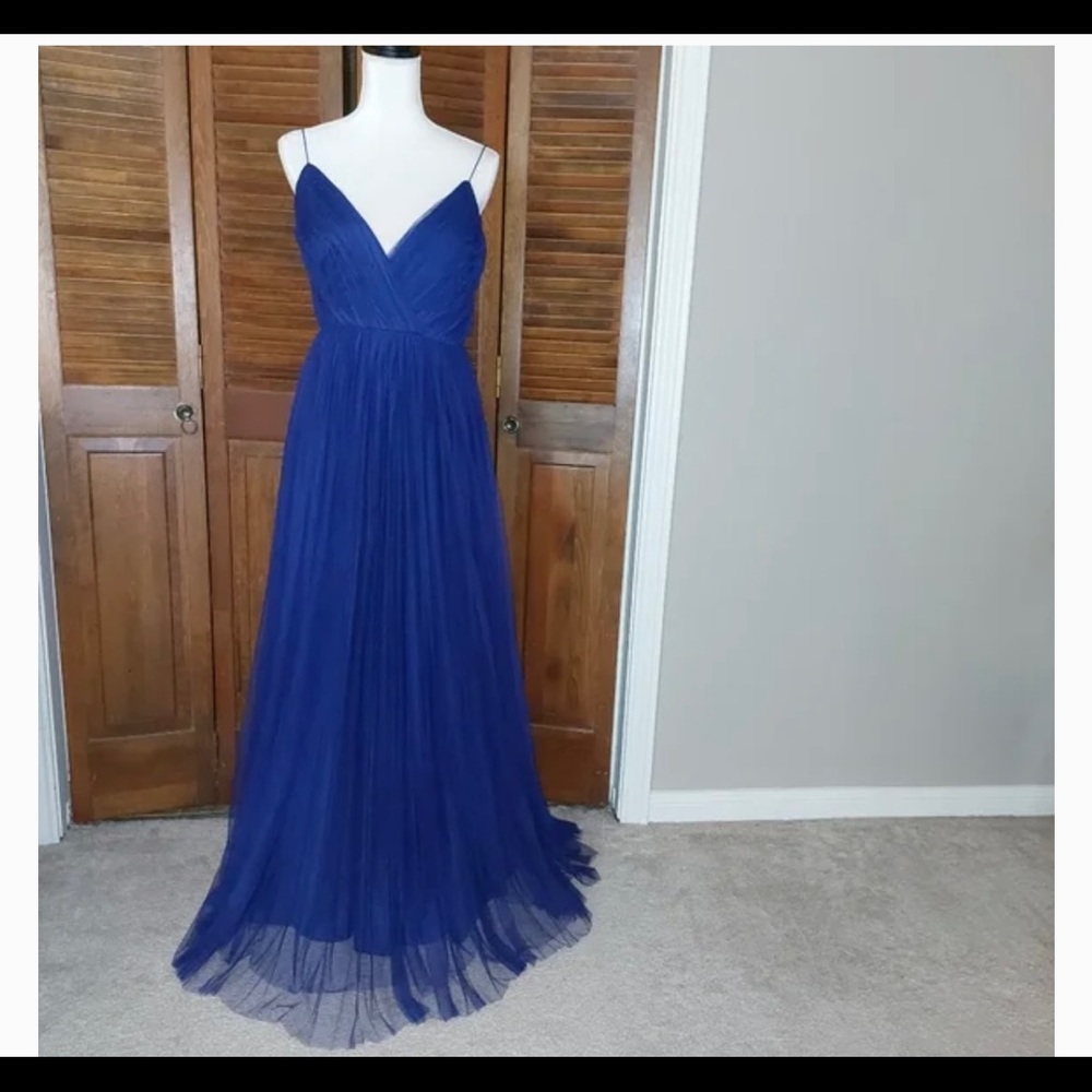 ASOS navy cami tulle gown with keyhole back